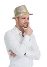Gold Fedora Hat With Lights