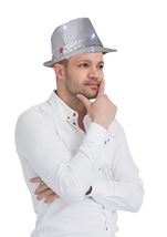 Silver Fedora Hat With Lights