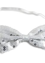 Silver Shiny Sequin Bow Tie