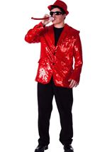 Red Dance Tuxedo Men Sequin Jacket Costume