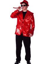 Adult Red Dance Tuxedo Men Sequin Jacket Costume