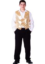 Adult Gold Sequin Men Vest 