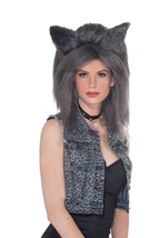 Feline Fantasy Woman Gray Wig