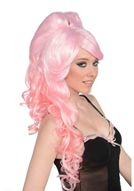 Adult Light Pink Woman Wig And Ponies