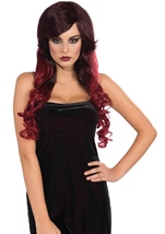 Adult Long Burgundy Women Wig With Ponies