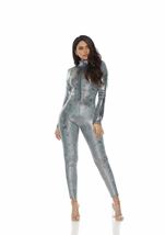 Zip Front Reptile Charcoal Women Jumpsuit