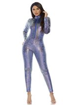 Adult Purple Zip Front Reptile Women Jumpsuit