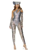 Shiny Black And Gray Reptile Print Women Costume