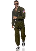 Adult Flight Or Fight Men Deluxe Green Jumpsuit Costume
