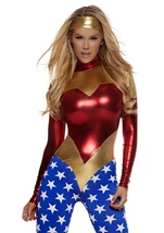 Adult America Patriotic Super Hero Woman Costume 