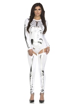 Adult Skeleton Bone Print Women Costume