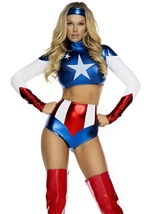 Adult America Woman Patriotic Super Hero Costume