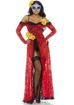 Adult Reina De Muerte Day of the Dead Women Costume