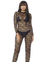 Fishnet Catsuit Women Bodysuit With Cut Out Holes