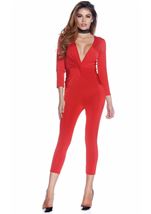 Adult Knot Women Capri Jumpsuit Red 