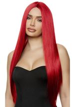 Red Straight Woman Wig