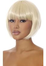 Adult Blonde Bob Women Wig With Bangs