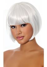 White Bob Women Wig With Bangs