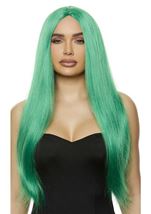 Green Straight Woman Wig