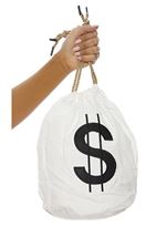 White Money Bag with Black Dollar Sign for Robbers