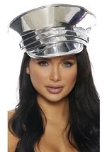 Metallic Cop Hat Silver