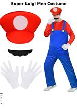 Red Plumber Men Costume