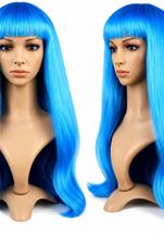 Long Straight Hair Party Wig Light Blue