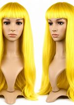 Long Straight Hair Party Wig Yellow