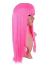 Adult Long Straight Hair Party Wig Hot Pink