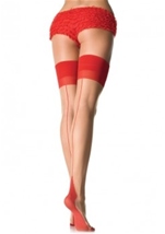 Adult Sheer Contrast Top Cuban Heel Stockings