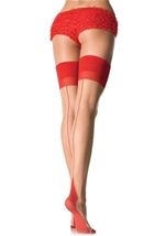 Sheer Contrast Top Cuban Heel Stockings
