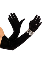 Stretch Velvet Opera Length Gloves