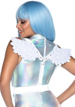 Adult Furry Angel Wing With Harness White