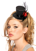 Rose Clip On Petite Glitter Top Hat