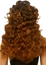 Adult Half Up Pony Long Curly Disco Women Wig Brown