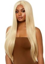 Adult Long Straight Center Part Women Wig Blond