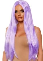 Adult Long Straight Center Part Women Wig Lavender