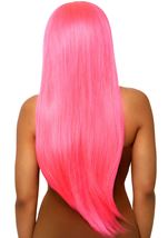 Adult Long Straight Center Part Women Wig Neon Pink