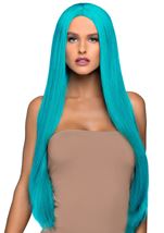 Long Straight Center Part Women Wig Turquoise