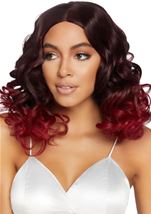 Adult Curly Ombre Long Bob Women Wig Burgundy
