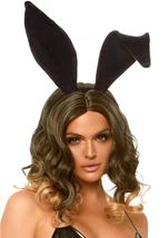 Bendable Velvet Bunny Ears Headband Black