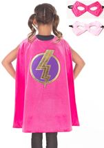 Kids Girls Pink Hero Cape And Mask Set