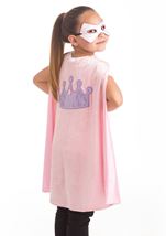 Girls Pink Crown Cape And Mask