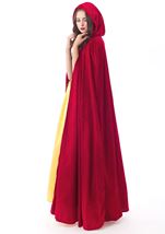 Red Full Length Velvet Medieval Cloak