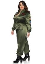 Adult Plus Size Top Gun Parachute Flight Suit Women Costume