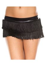 Fringed Woman Mini Skirt  Black