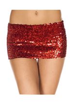 Sequined Woman Mini Skirt Red