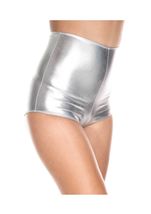 High Waisted Zip Up Woman Shorts Silver