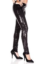 Sequin Woman Leggings Black