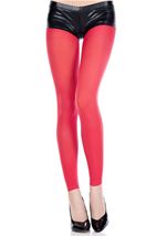 Opaque Footless Tights Red